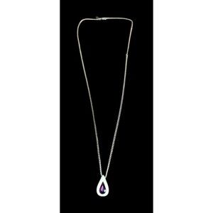 Vintage Avon Teardrop Necklace Purple Austrian Glass February Birth 3 Lengths